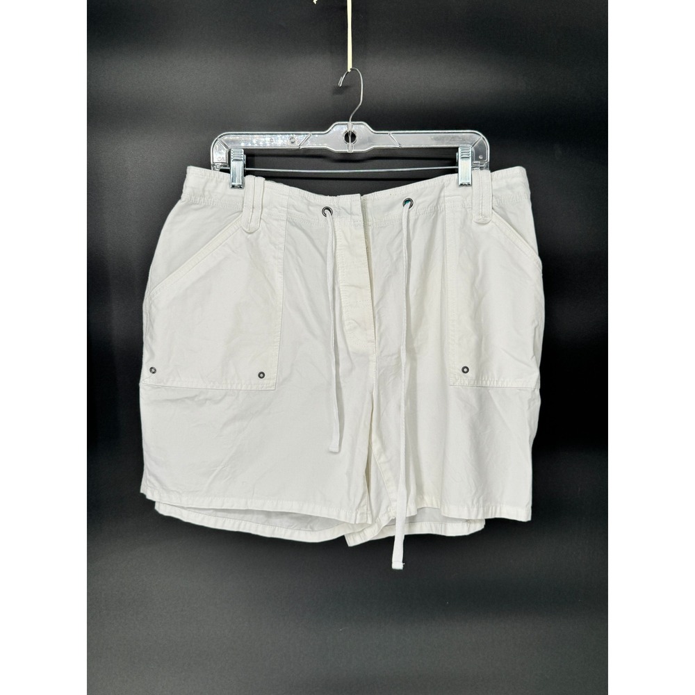 Liz Claiborne Cargo Shorts Womens 16W White Good Cotton Drawstring Utility